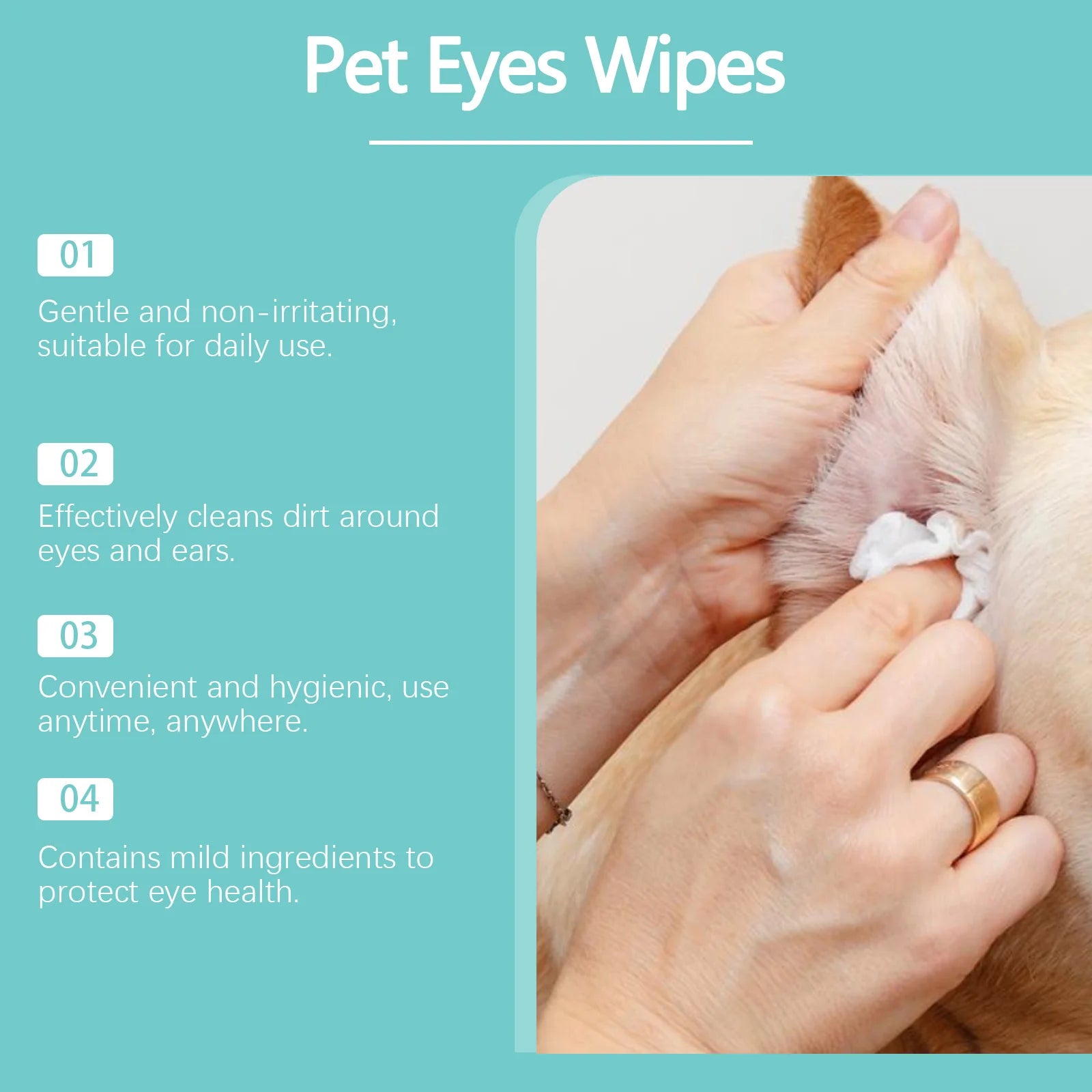 EELJOY Pet Eye & Ear Cleaning Wipes – 60 Pieces