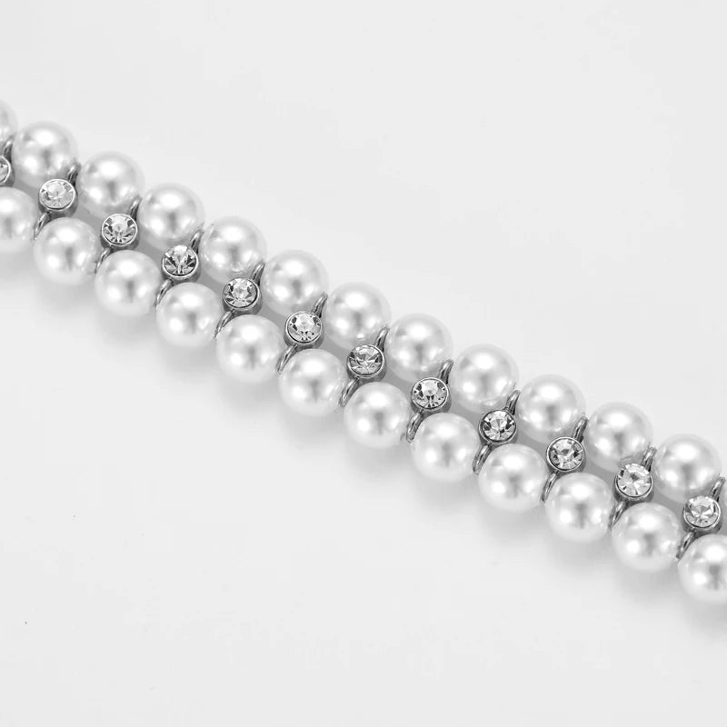 Luxury Pearl Rhinestone Cat & Puppy Necklace