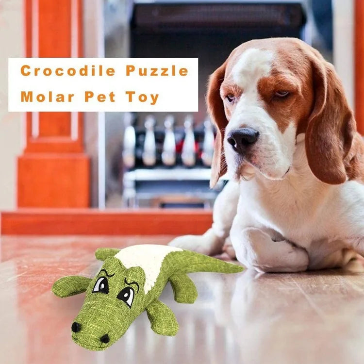 Plush Alligator Dog Chew Toy with Squeaker