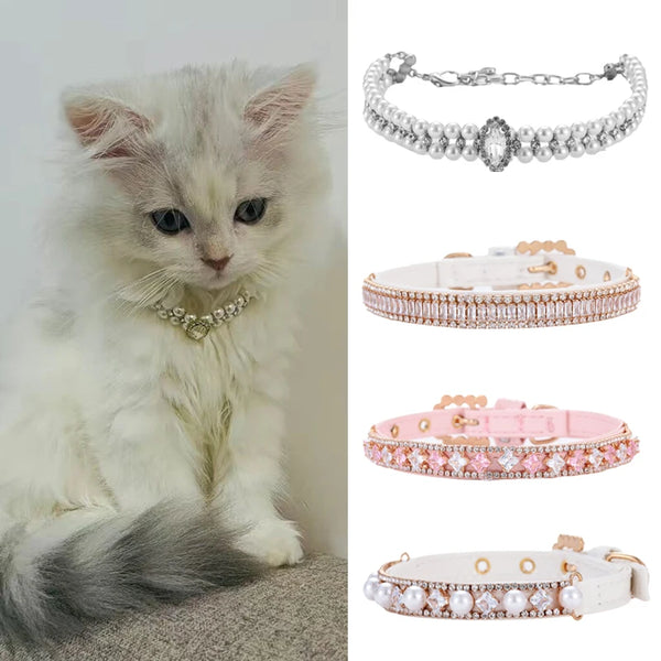Luxury Pearl Rhinestone Cat & Puppy Necklace