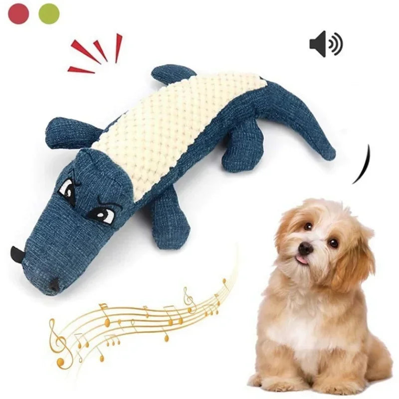 Plush Alligator Dog Chew Toy with Squeaker