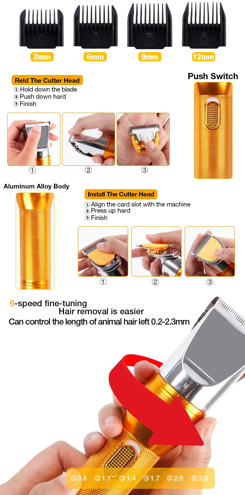 380W Cordless Cashmere Goat & Pet Hair Trimmer