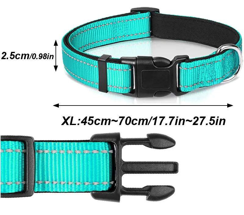 Reflective Neoprene Padded Dog Collar