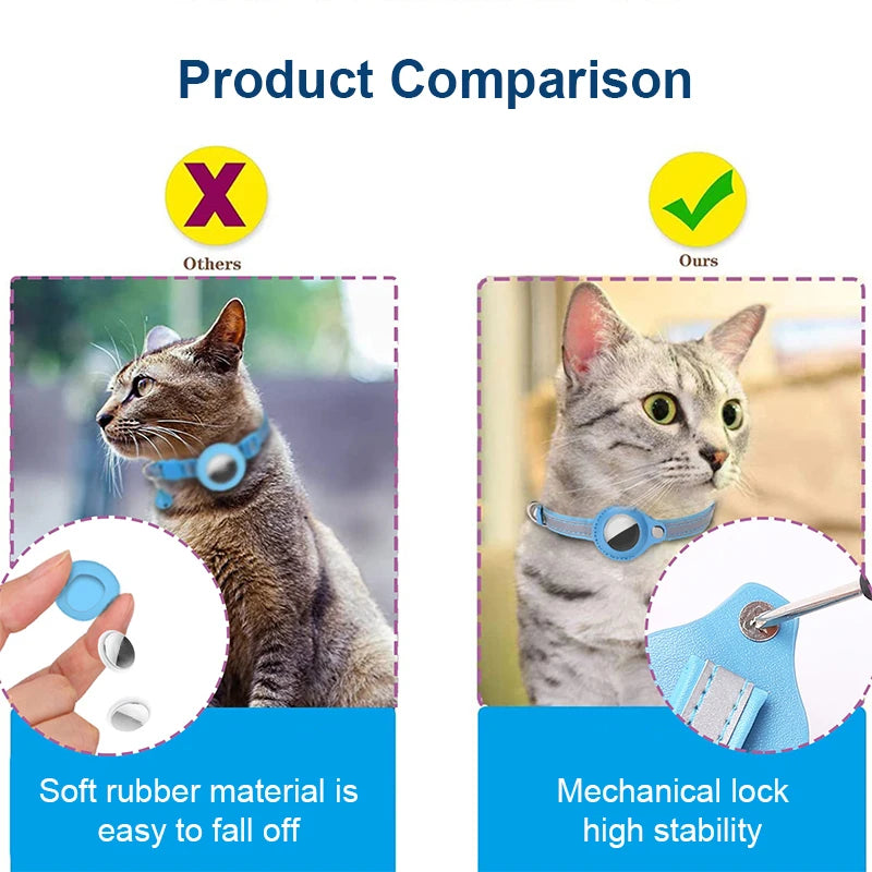 Reflective Airtag Cat Collar with Bell