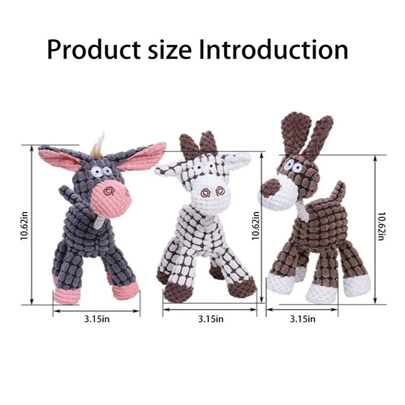 Plush Donkey Squeaky Dog Chew Toy