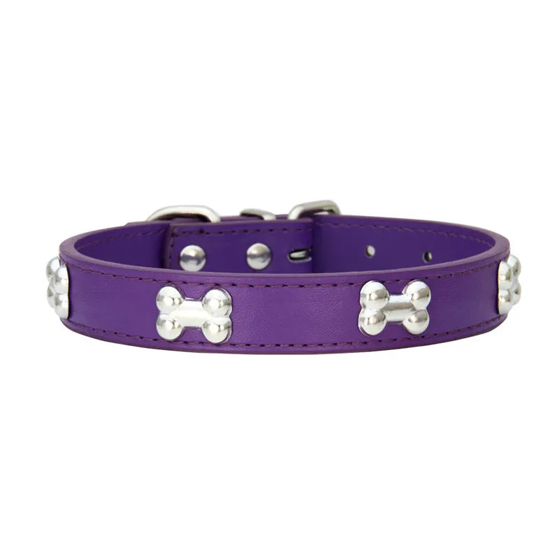 Durable Bone Leather Dog Collar