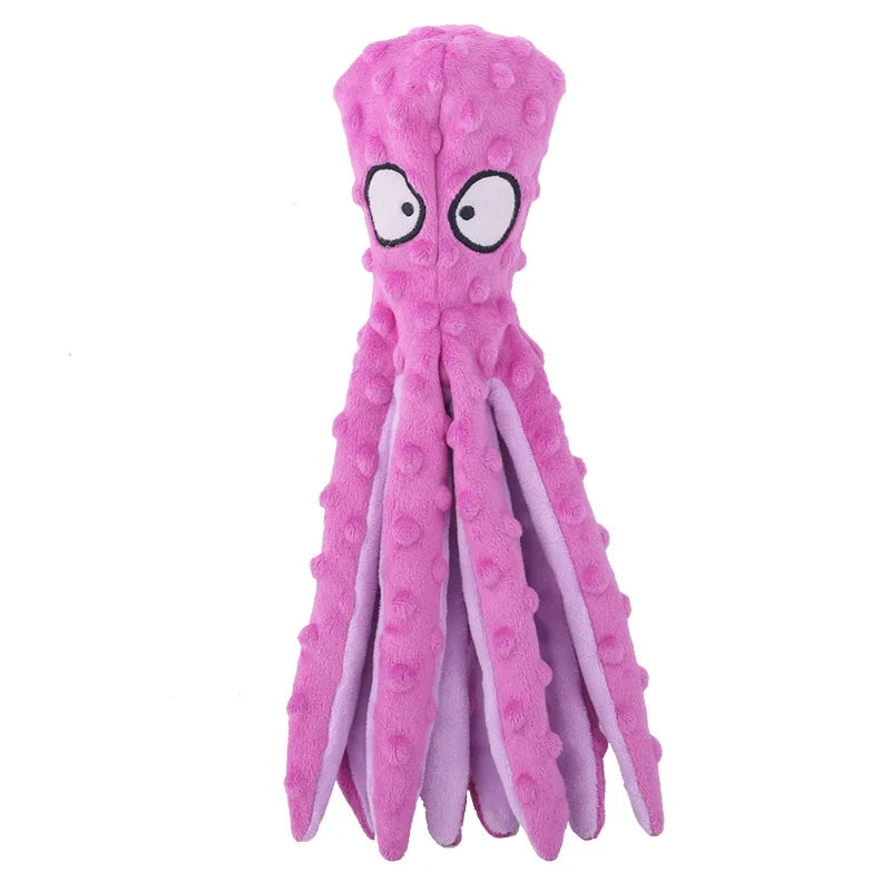 Bite-Resistant Plush Octopus Squeaky Dog Toy