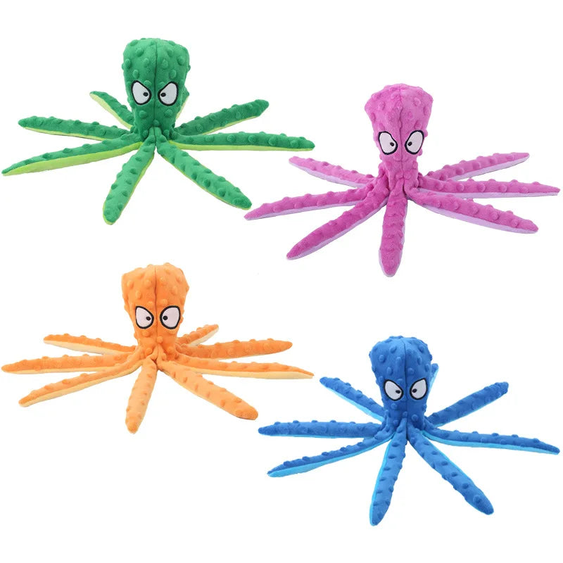 Bite-Resistant Plush Octopus Squeaky Dog Toy