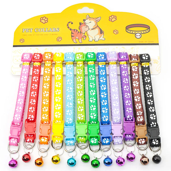 12pcs Mixed Color Pet Collars with Bell
