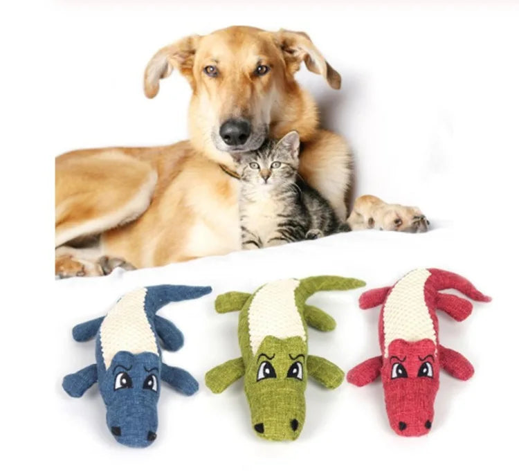 Plush Alligator Dog Chew Toy with Squeaker