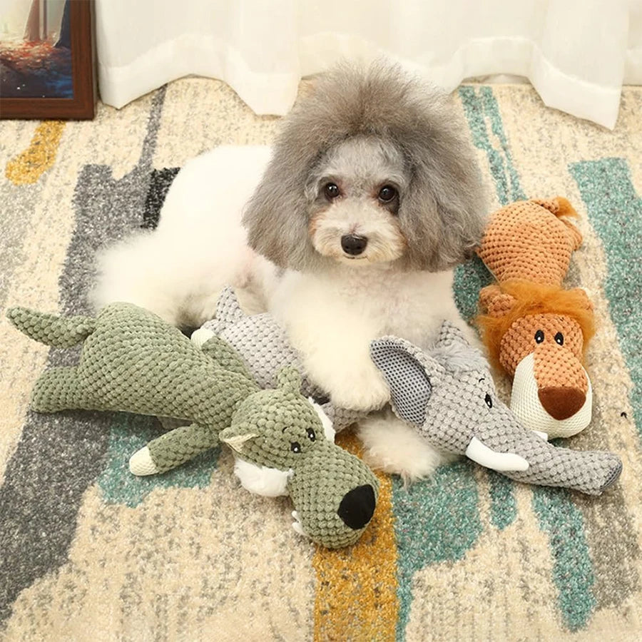 Bite-Resistant Plush Squeaky Dog Toy – Animal Design
