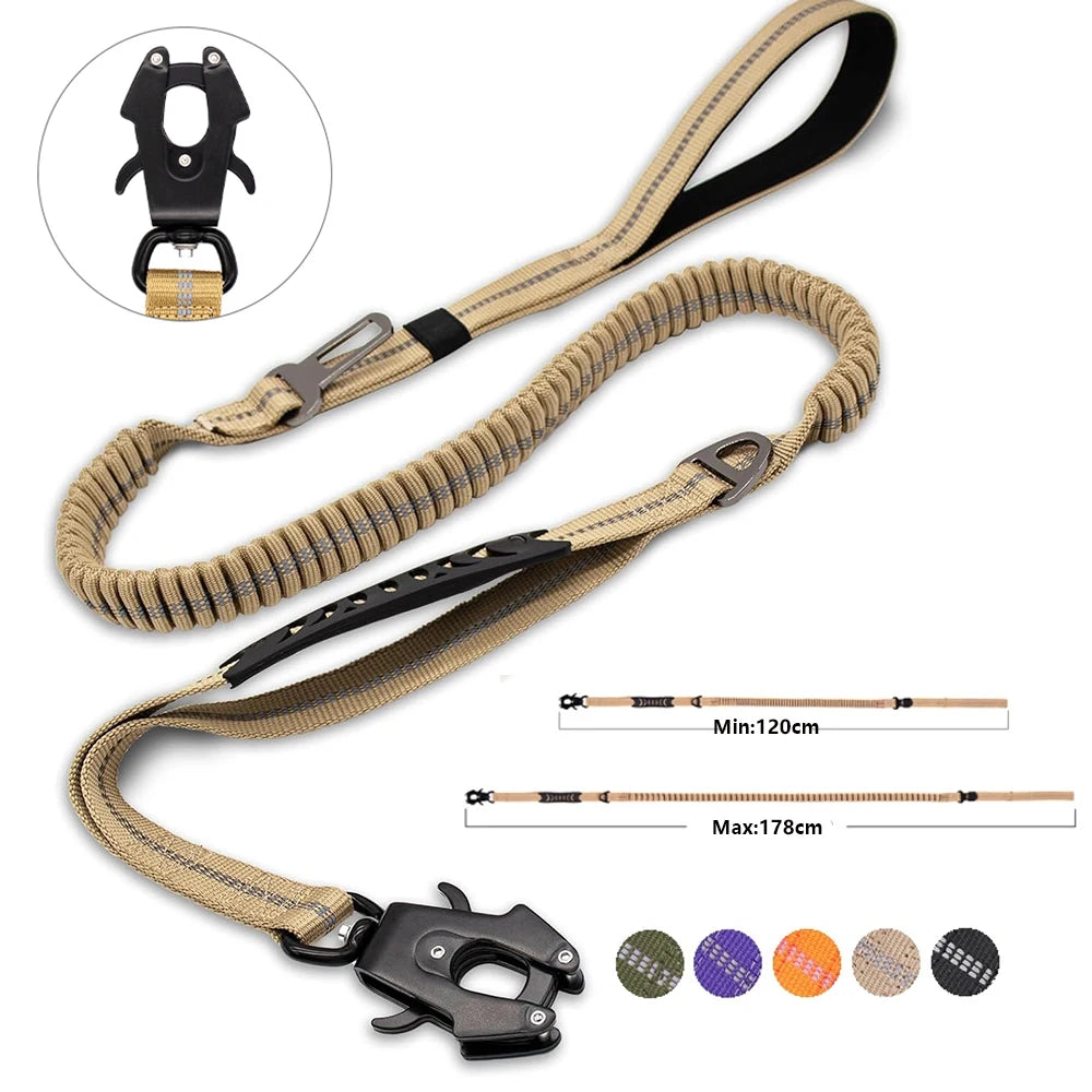 Reflective Shock-Absorbing Tactical Dog Leash