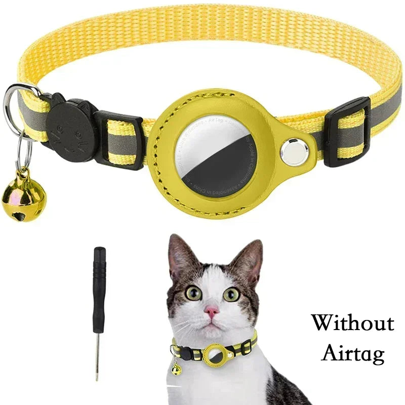 Reflective Airtag Cat Collar with Bell