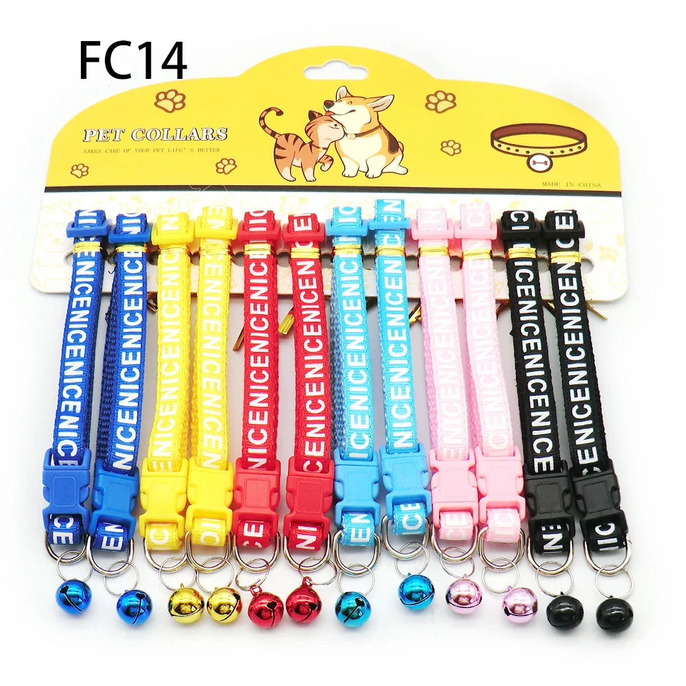 12pcs Mixed Color Pet Collars with Bell