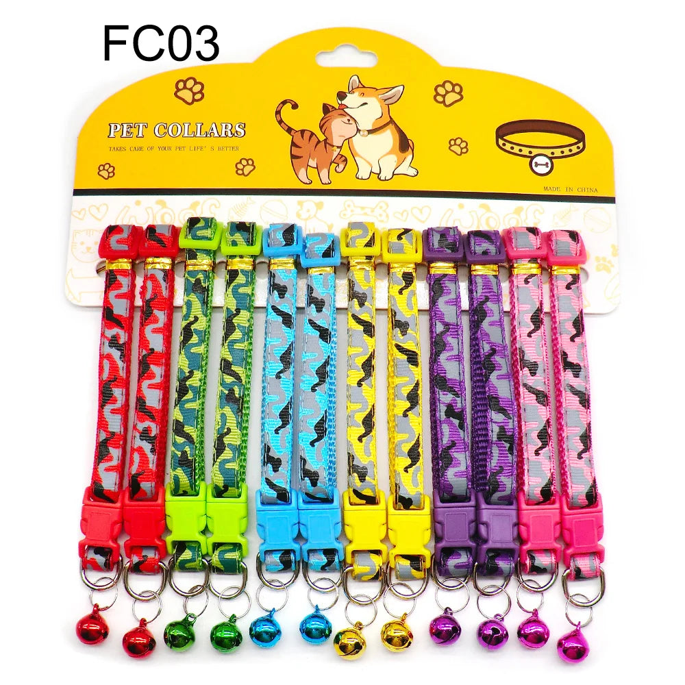 12pcs Mixed Color Pet Collars with Bell