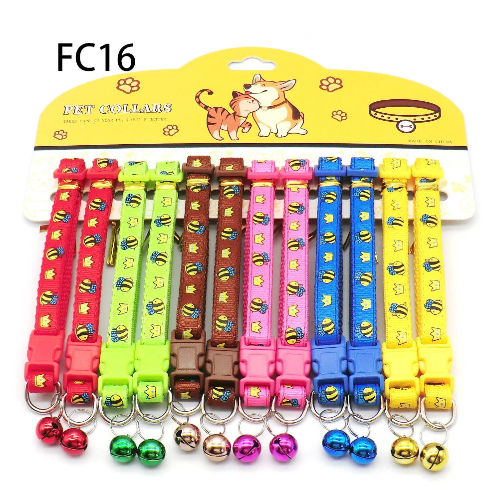 12pcs Mixed Color Pet Collars with Bell