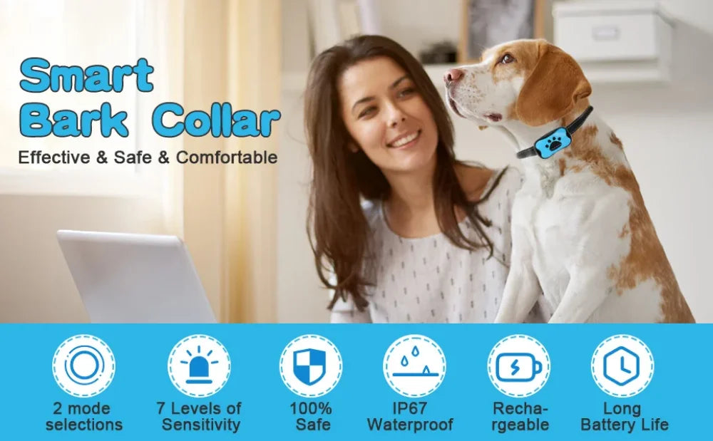Waterproof USB Rechargeable Anti-Bark Dog Collar