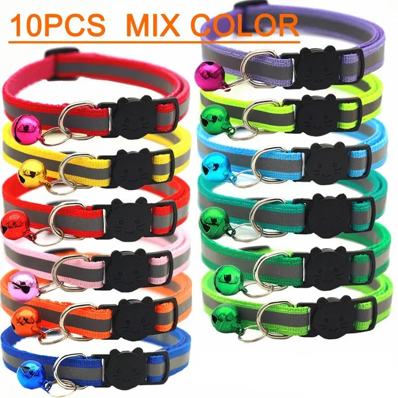 10PCS Adjustable Cat Collars with Bell