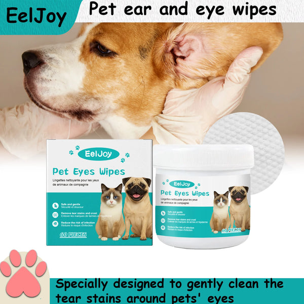 EELJOY Pet Eye & Ear Cleaning Wipes – 60 Pieces