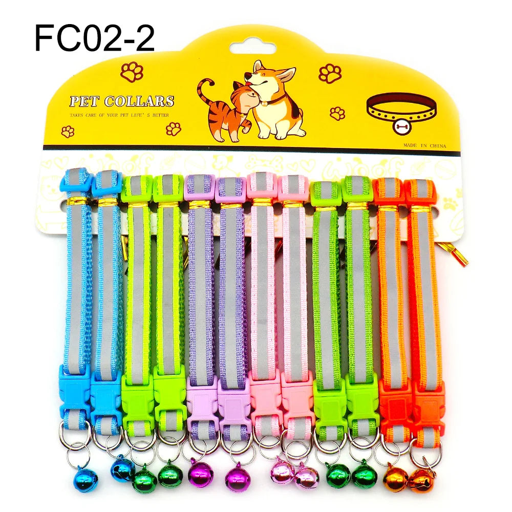 12pcs Mixed Color Pet Collars with Bell