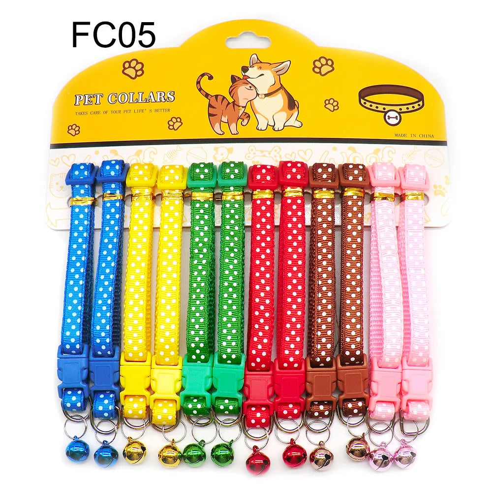 12pcs Mixed Color Pet Collars with Bell