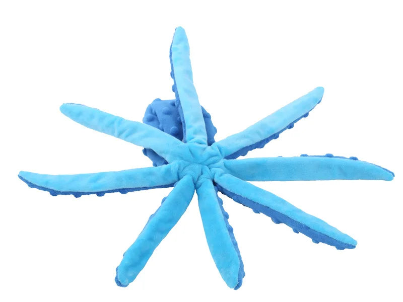 Bite-Resistant Plush Octopus Squeaky Dog Toy