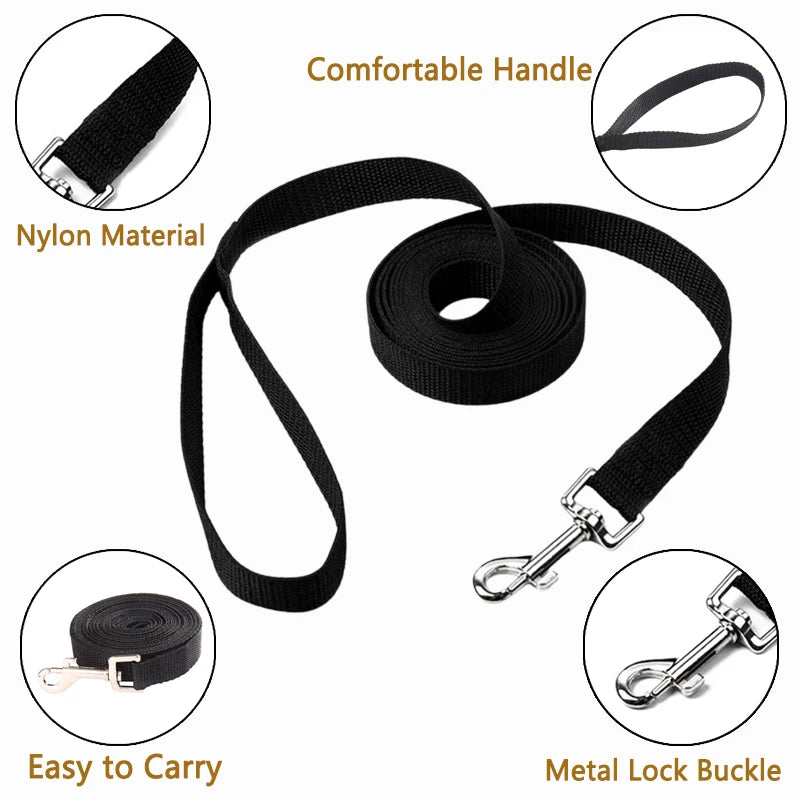 Long Nylon Dog Training Leash 10m–20m