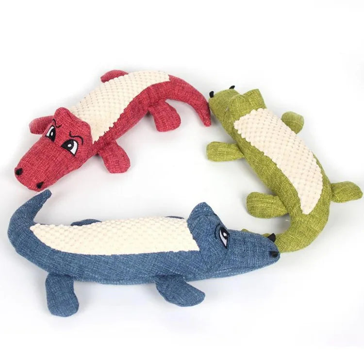 Plush Alligator Dog Chew Toy with Squeaker