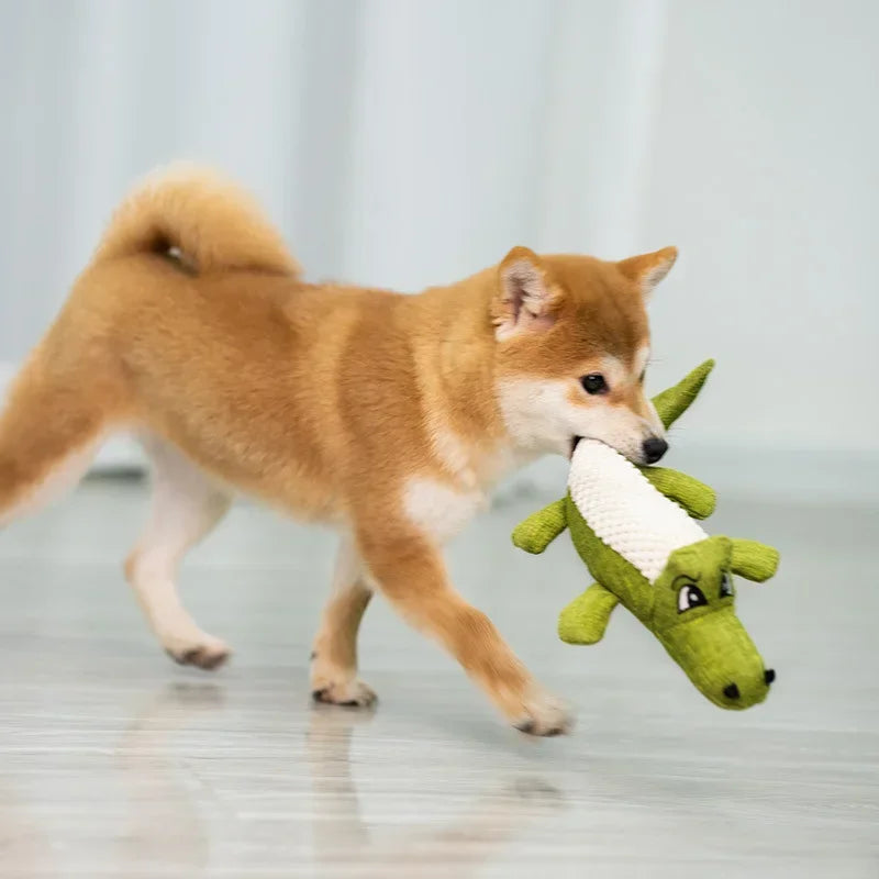 Plush Alligator Dog Chew Toy with Squeaker