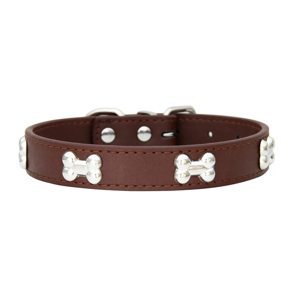 Durable Bone Leather Dog Collar