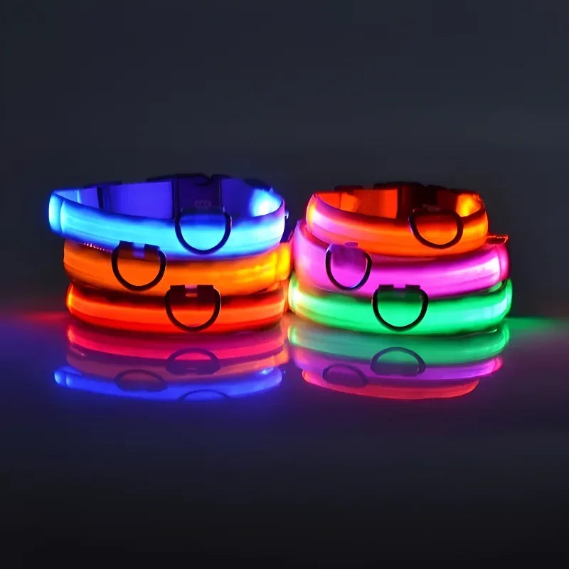 LED Nylon Dog Collar Night Safety Glow