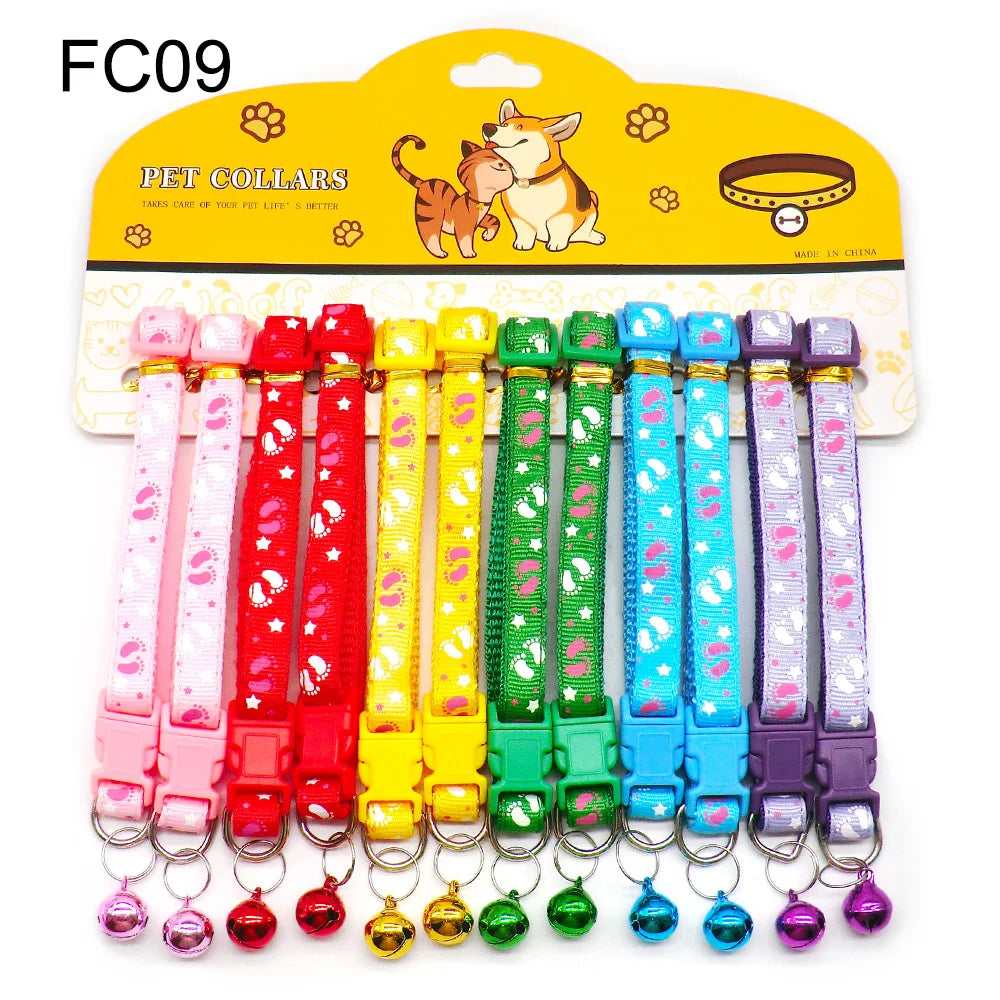 12pcs Mixed Color Pet Collars with Bell