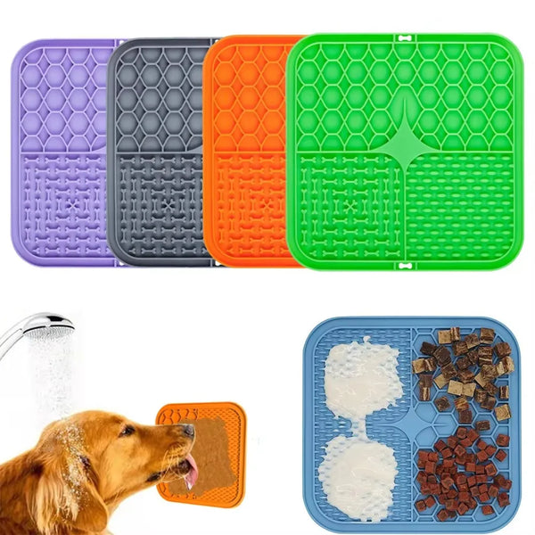 Silicone Pet Licking Pad – Slow Feeder with Suction Cups