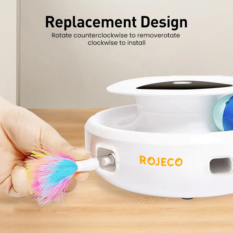 ROJECO 2-in-1 Smart Cat Feather & Ball ToyROJECO 2-in-1 Smart Cat Feather & Ball Toy