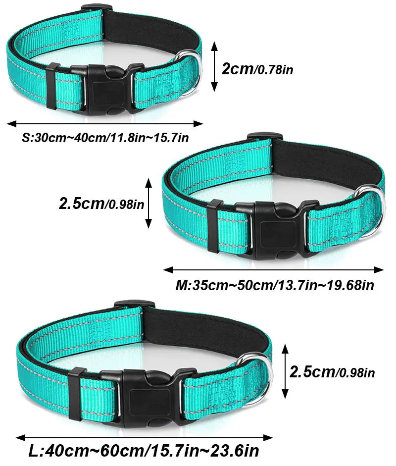 Reflective Neoprene Padded Dog Collar