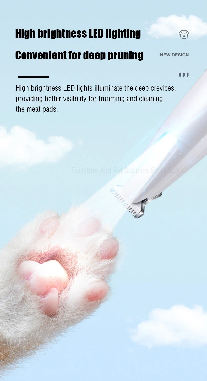 Waterproof Dog Paw Trimmer with LED Light
