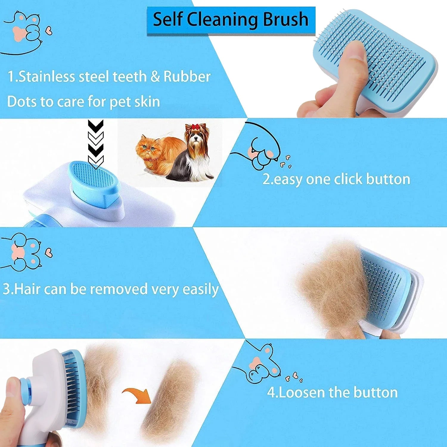 Dog & Cat Hair Remover Grooming Brush