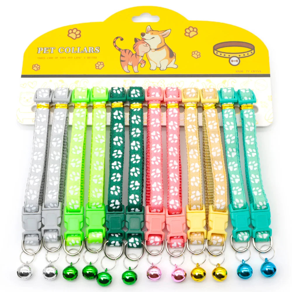 12pcs Mixed Color Pet Collars with Bell
