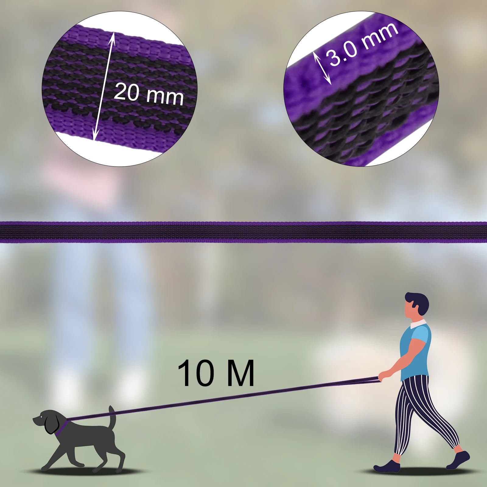 Dual-Color Latex Silk Dog Leash – Multiple Lengths