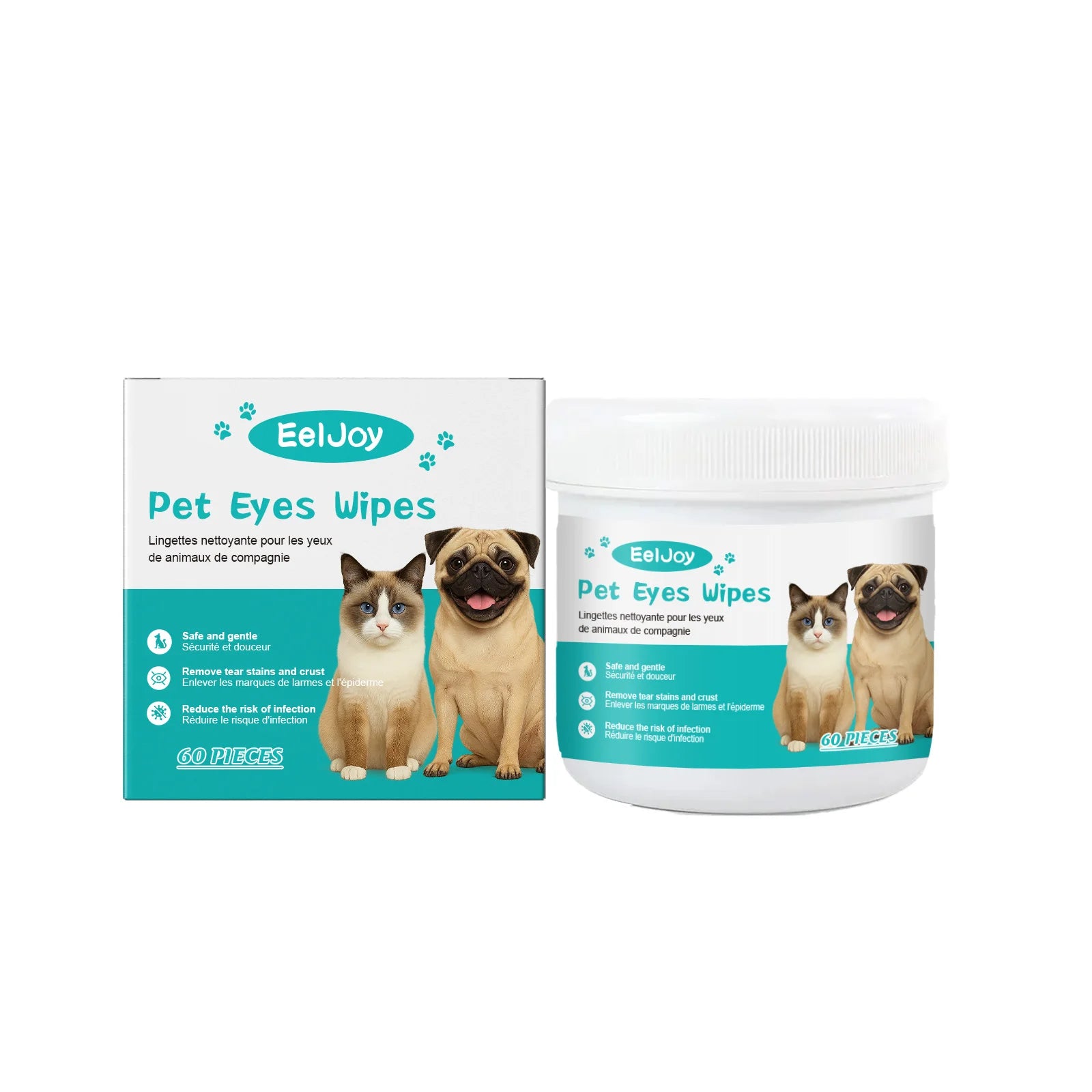EELJOY Pet Eye & Ear Cleaning Wipes – 60 Pieces