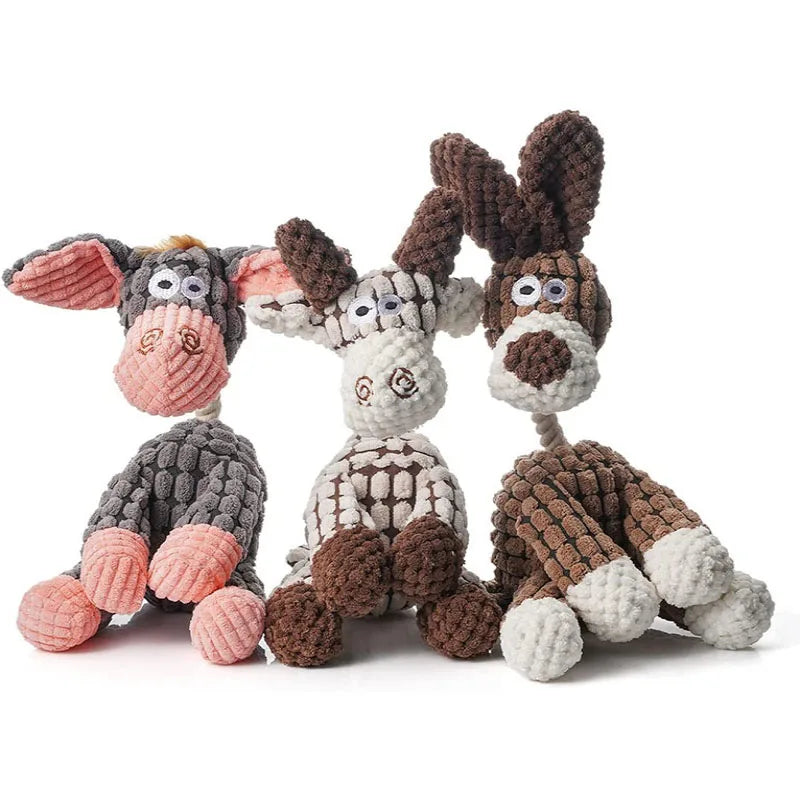 Plush Donkey Squeaky Dog Chew Toy