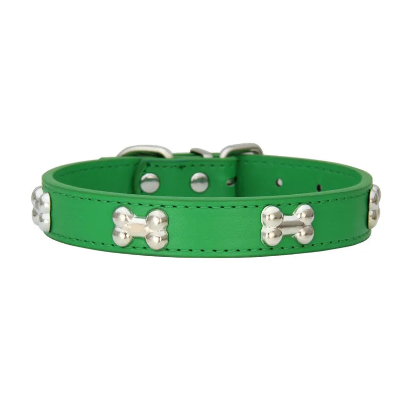 Durable Bone Leather Dog Collar