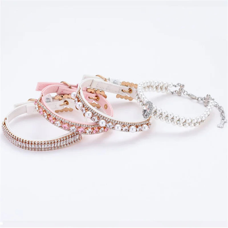 Luxury Pearl Rhinestone Cat & Puppy Necklace
