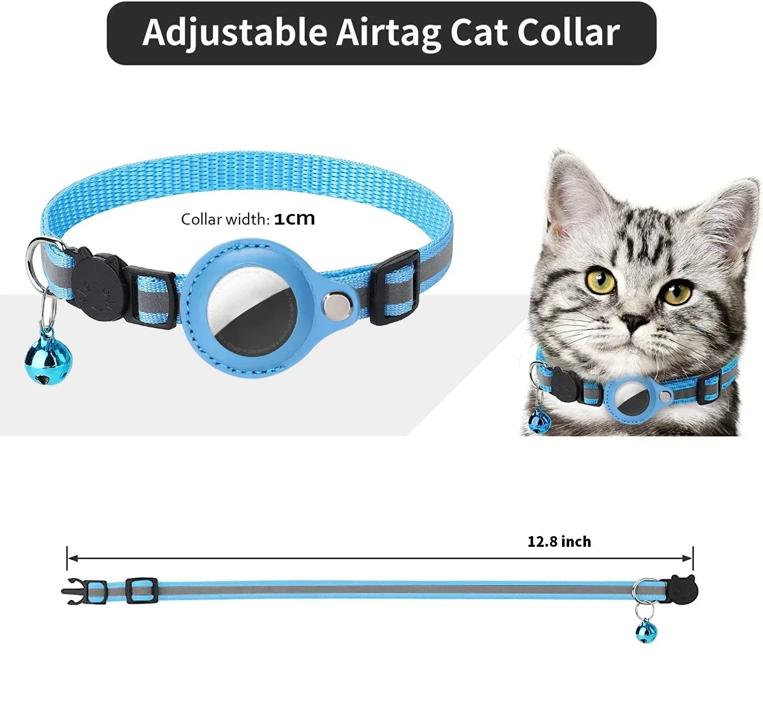 Reflective Airtag Cat Collar with Bell