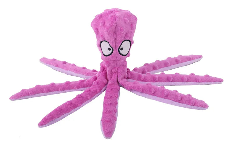 Bite-Resistant Plush Octopus Squeaky Dog Toy