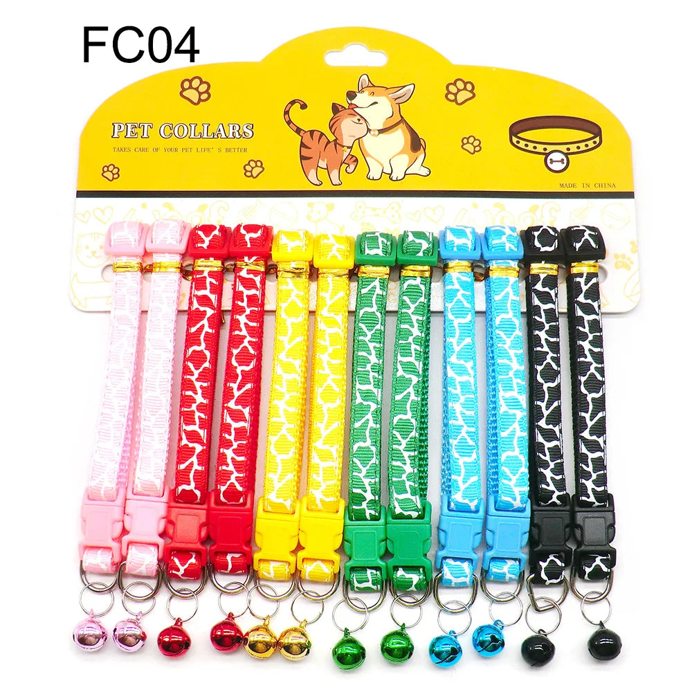 12pcs Mixed Color Pet Collars with Bell