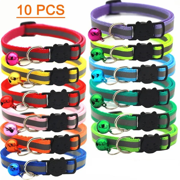 10PCS Adjustable Cat Collars with Bell