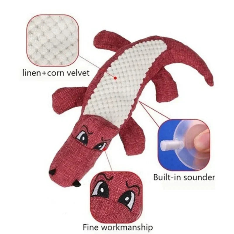 Plush Alligator Dog Chew Toy with Squeaker